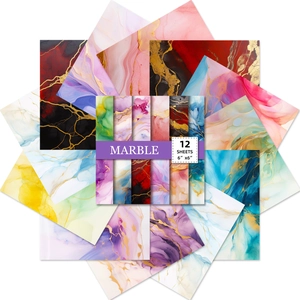 Detail of 12 sheets 6x6 inch pink marble pattern scrapbooking paper with gold foil