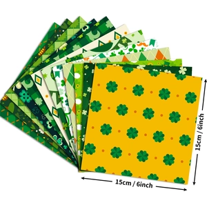 12-pack St. Patrick's Day scrapbook paper with clover patterns, 6x6 inch size