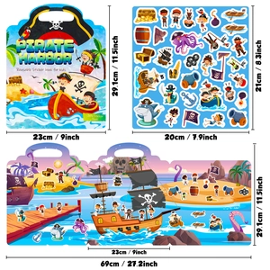 Pirate theme reusable jelly sticker book for kids with colorful maritime scenes