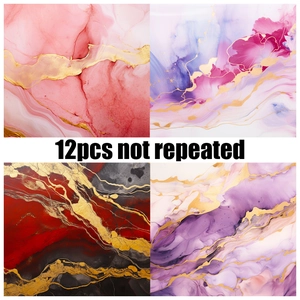 12-pack marble pink gold foil decorative paper with unique fluid textures for DIY crafts