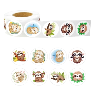 Rol van 500 luiaard cartoon dierenstickers voor kinderen scrapbooking en enveloppen