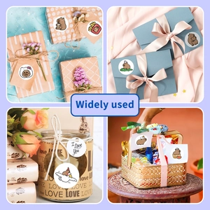 Cute capybara stickers on gift boxes and envelopes showing various application scenarios