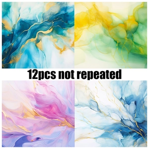 12-pack of pink gold foil scrapbooking paper with abstract alcohol ink fluid designs