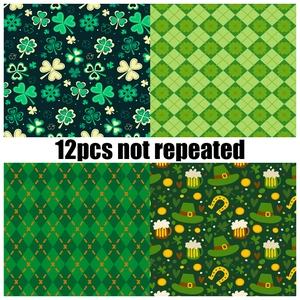 Detail showing 12 different St. Patrick's Day patterns including shamrocks and Irish hats