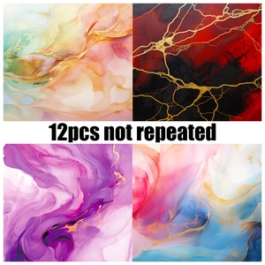 12 sheets of pink and gold fluid art craft paper with marble textures for DIY scrapbooking