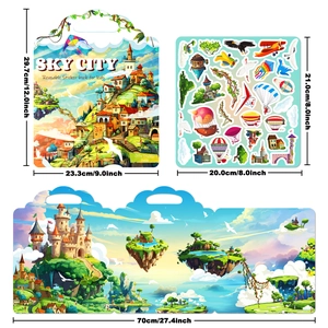 Children's Sky City jelly sticker book with 70cm foldable background scene board