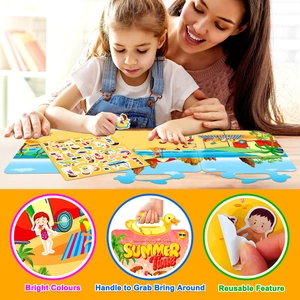 Detail of reusable summer beach jelly stickers with handle for toddler early education