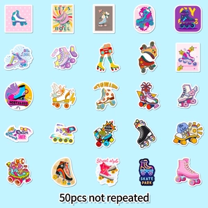 50 pieces of colorful cartoon roller skates stickers for laptops and kids rewards