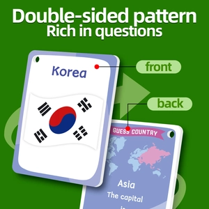 Detail einer doppelseitigen Südkorea-Lernkarte mit Nationalflagge und geografischer Karte