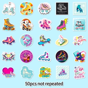 50pcs set of non-repeating colorful roller skates stickers for laptops and journals