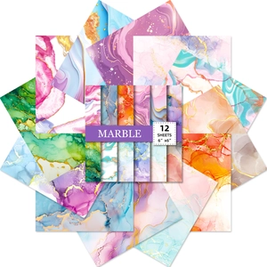 12-pack marble gold foil decorative paper sheets for scrapbooking and DIY crafts, 6x6 inches