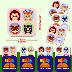 Cartoon animal educational cards for brain exercise, measuring 10x10cm for toddlers