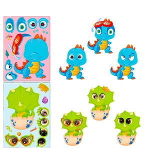 DIY colorful dinosaur facial expression stickers for kids creative puzzle crafts set