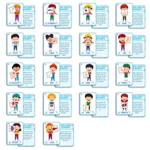 Set of 36 children's body parts and organs educational flashcards for early learning