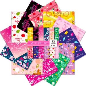 Papel de Álbum de Recortes Floral Rosa del Día de la Madre Patrones de Corazón y Mariposa Papel Decorativo de Fondo para DIY Diario
