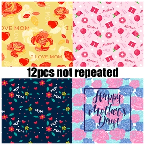 Detail view of four unique Mother's Day floral pattern scrapbooking papers with 12 designs
