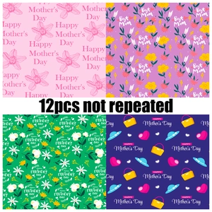 Pack de 12 papeles de scrapbooking para el Día de la Madre con diseños florales variados