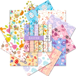 Μακροεντολή 12 φύλλων 6x6 ιντσών χαρτί scrapbooking Πάσχα με σχέδια λουλουδιών και αυγών
