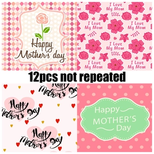 12-pack Mother's Day pattern papers with floral heart designs for DIY scrapbooking decor