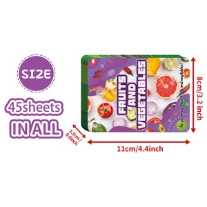 Educational set of 45 realistic fruit and vegetable flashcards sized 11x8x1.5cm for kids