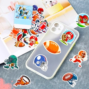 Detailansicht von American-Football-Stickern auf einer transparenten Handyhülle