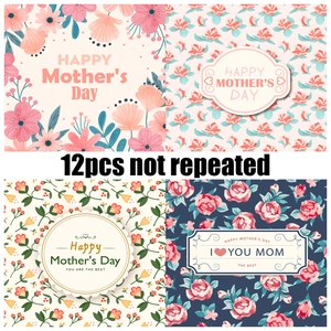 12-piece floral Mother's Day decorative paper kit with assorted pink botanical patterns