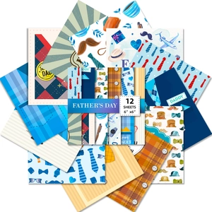 Détails du papier scrapbooking Fête des Pères 6x6 pouces aux motifs bleus et orange