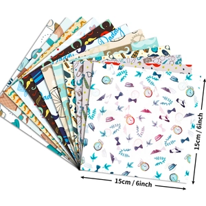 Lot de 12 papiers scrapbooking Fête des Pères aux motifs vintage bleu et marron, 15x15 cm