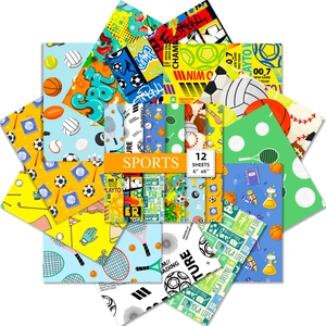 Détail de 12 feuilles de papier scrapbooking sport 6x6 pouces avec motifs de yoga et de ballons