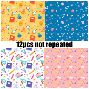 Set of 12 teacher appreciation decorative scrapbook papers with science and math patterns
