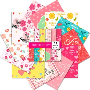 Set van 12 vellen decoratief scrapbookpapier van 6x6 inch voor Moederdag thema