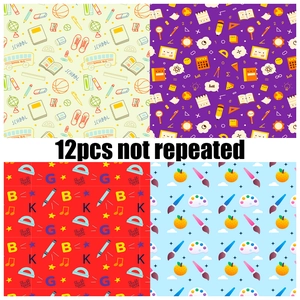 12pcs school theme decorative paper sheets with school bus and art patterns for scrapbooking