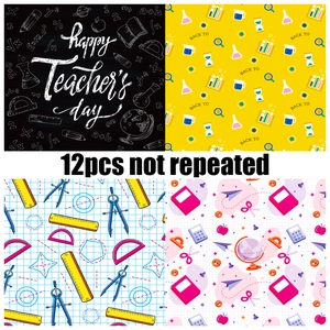 12 sheets of teacher appreciation scrapbooking paper with colorful classroom designs
