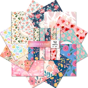 Set of 12 floral Mother's Day decorative paper sheets for scrapbooking and DIY crafts