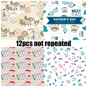 Lot de 12 feuilles de papier décoratives Fête des Pères pour scrapbooking et DIY