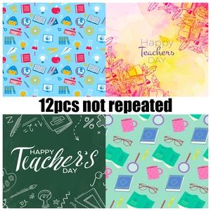 Set van 12 vellen kleurrijk decoratief papier voor de dag van de leraar met diverse schoolmotieven