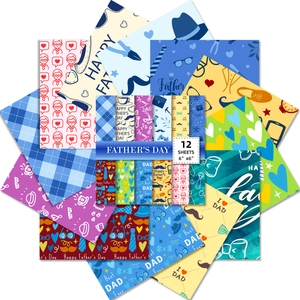 Set de papier rayé fête des pères, 12 feuilles 6x6 pouces pour scrapbooking et DIY créatif