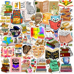 Vintage Book Reading Theme Stickers Waterproof PVC Vinyl Literary Aesthetic Decals For Laptop Scrapbooking School Reward