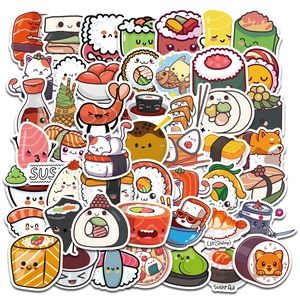 Cute Sushi Cartoon Stickers For Kids Waterproof Kawaii Japanese Food Graffiti Decals For Water Bottle Laptop Scrapbook Decoration