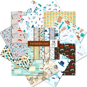 Lot de 12 feuilles de papier décoratif fête des pères 6x6 pouces pour scrapbooking et DIY