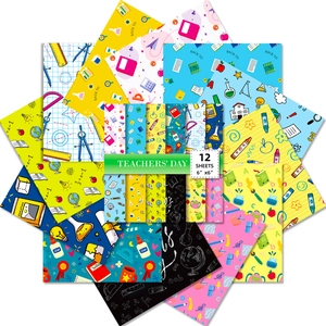 Set of 12 Teacher Appreciation Day 6x6 inch patterned paper for scrapbooking and DIY crafts