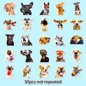 50pcs unique realistic cute dog stickers for water bottles and laptop decoration