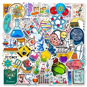 Science Laboratory Cartoon Stickers For Kids Waterproof Geek Chemistry Biology Physics Patterns For Laptop Water Bottle Decor