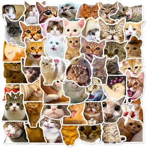 Cute Cat Meme Cartoon Animal Stickers For Laptop Water Bottle Phone Case DIY Decorative Waterproof Vinyl Decals Kids Gift