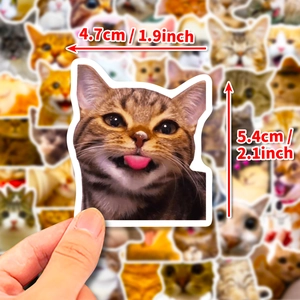 50 cute cat cartoon stickers for laptop decor with waterproof laminated finish