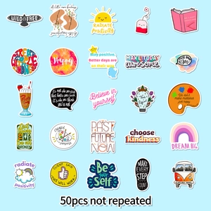 Pack of 50 inspirational stickers with rainbow and sun designs for student reward