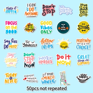 Lot de 50 autocollants de motivation en anglais pour valises et ordinateurs portables