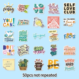 Set of 50 unique inspirational English stickers for kids' luggage and school decor