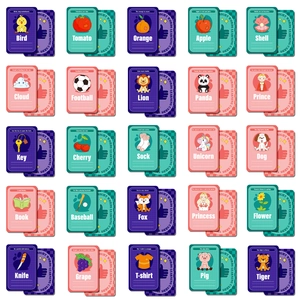 Set di 25 schede illustrate per l'apprendimento delle parole con pratica di scrittura per bambini