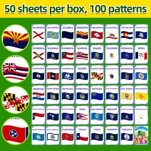 Detail grid view of 50 US state flags flashcards for kids early learning education